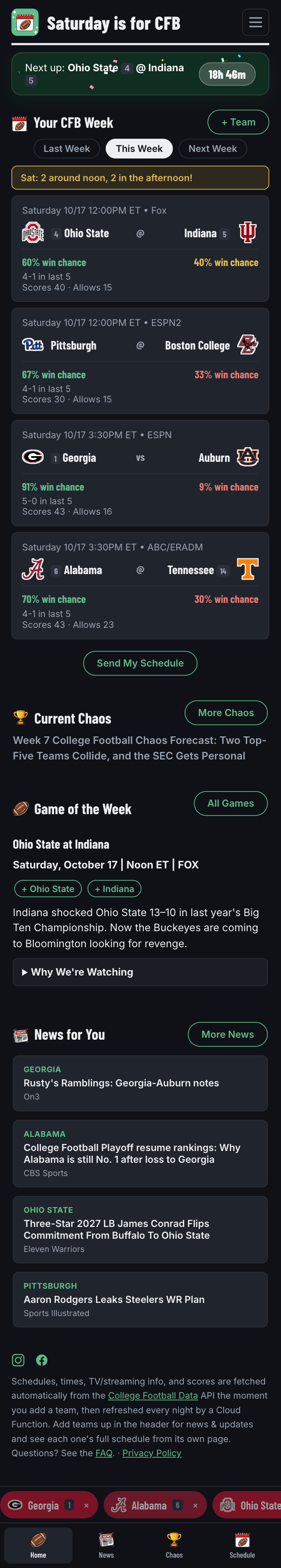 Saturday is for CFB home screen